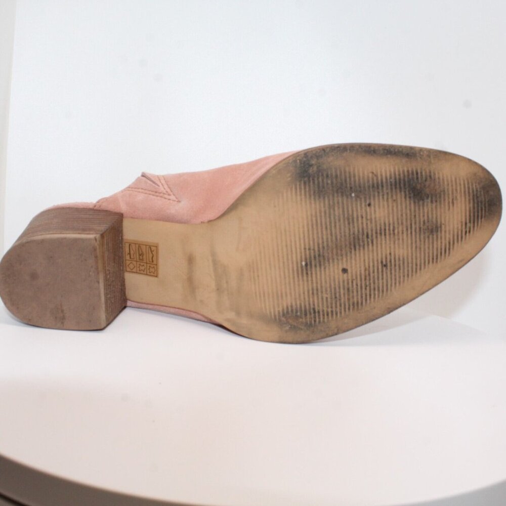 Madewell The Harper 9.5M Pink Closed Toe Block Heeled Suede Slide Mule k4920 - Picture 11 of 14